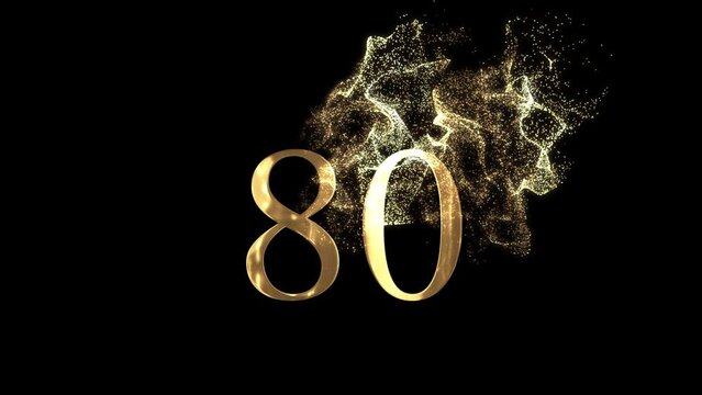 Golden number 80 from particles, numbering, eighty, golden numbers, alpha channel
