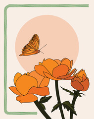 Ethereal Elegance: Modern Vector Art Drawing of Lotus and Beautiful Butterfly. Modern Lotus Vector Art, Ethereal Butterfly Illustration, Contemporary Floral Design.