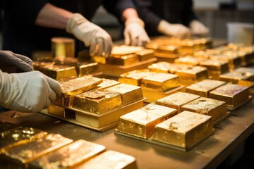 Gold bars are being sold at a gold and silver exchange