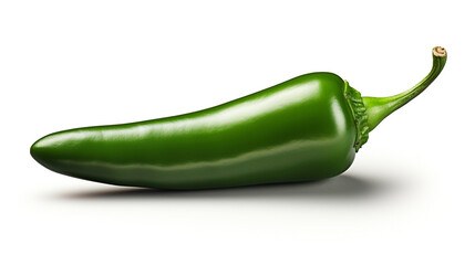 Green chili pepper jalapeno on white copy space created with Generative Ai