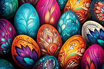 Fototapeta na wymiar Easter Eggs Painted Eggs Background