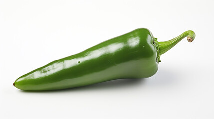 Green chili pepper jalapeno on white copy space created with Generative Ai