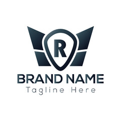 Wing Logo On Letter R Template. Wing On R Letter, Initial Wing Sign Concept Template	
