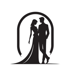 Beautiful Couple Silhouette: Simple Joy in Morning Silhouette - Black Vector Husband Wife Silhouette - Love Silhouette
