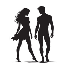 Beautiful Couple Silhouette: Cozy Silhouette by the Fireplace - Black Vector Husband Wife Silhouette - Love Silhouette
