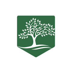 Tree logo icon template design. Garden plant natural line symbol.
