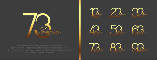 set of anniversary logo golden color on black background for celebration moment