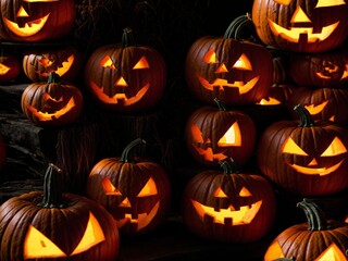 Halloween pumpkin forrest background