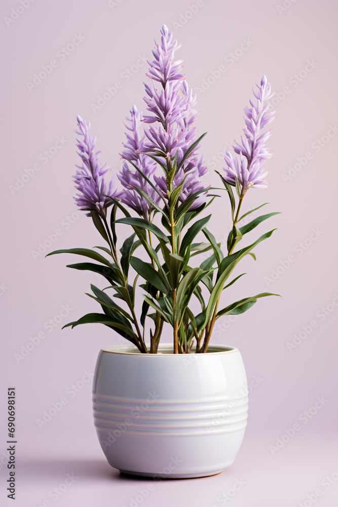 Poster A subtle lavender bloom in a small pot, capturing the essence of minimalistic tranquility.