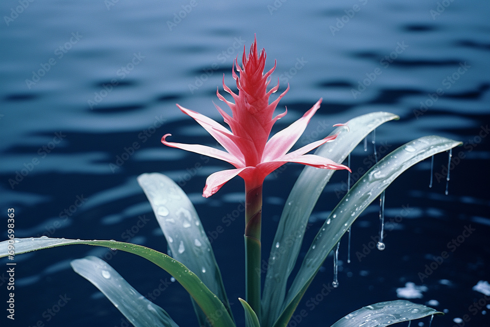 Aufkleber serenity embodied in the minimalistic portrayal of a bromeliad bloom, echoing tropical calm.