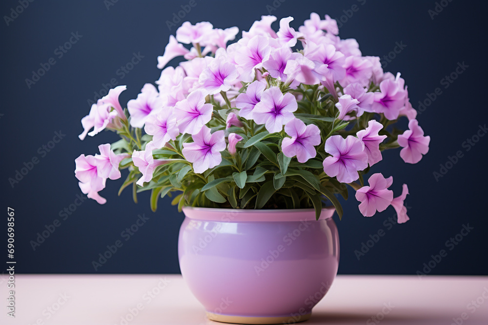 Poster airy petunia delight in a minimalistic pot, bringing joy with its simple charm.