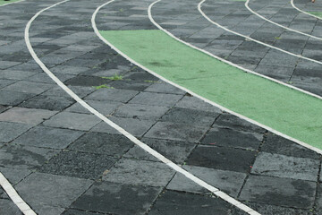 running sports track with unique lines