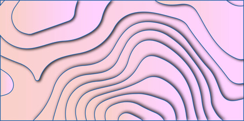 Abstract modern LUXUARY Pink Topographic paper cut shapes vector illustration. Topographic map with colorful lines and Papercut multi layers 3D gradient color texture with vector liquid background