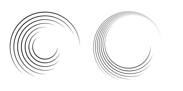 Spiral with black speed lines as dynamic abstract vector background or logo or icon
