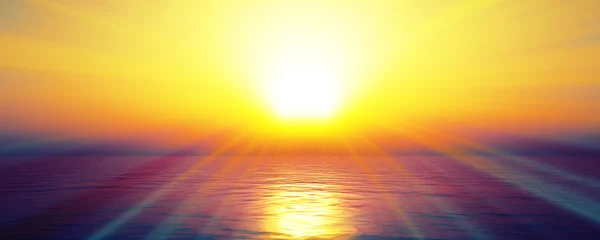 Crédence de cuisine en verre imprimé Jaune sunset sea sun ray clear sky. 3d rendering