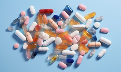 Assorted Medicines - Various Capsules and Tablets for Healthcare Use. Generative AI