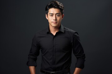 Fototapeta premium A man in a black shirt posing for a picture