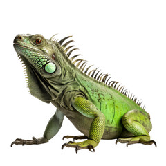Fototapeta premium Green iguana isolated on white or transparent background.