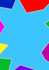 Abstract A5 paper size e flier background design. Frame, border in multi colours with space for text. Copy space. E flyers, posters.