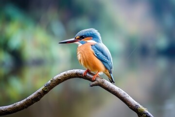 Obraz premium A small colorful kingfisher perched on a branch