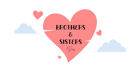 Design for celebration of brothers and sisters day, May 2nd. celebration of brothers and sisters day modern minimalist design. featuring symbols of love and clouds