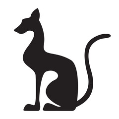 Black egyptian cat shape silhouette sitting on white background. Isolated icon. Vector illustration.