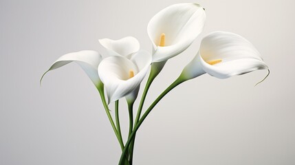An elegant calla lily, its graceful curve highlighted perfectly on a clean white scene.