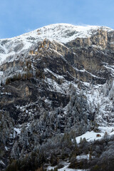 snow covered rocks