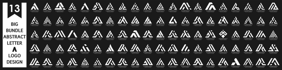 collection abstract letter A logo design. modern logotype A design with white color. vector illustration