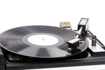 Close up of vintage turntable vinyl record player