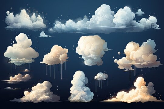 Illustration of the different types of clouds and their formation process