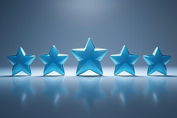 5 volumetric stars, rating, group of 3d stars