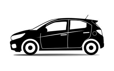 family luxury car in silhouette, transportation equipment icon, vector illustration