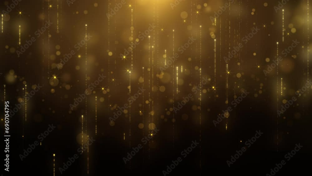 Leinwandbilder glittering gold particle background greeting merry christmas footage with lens flare shinning light.