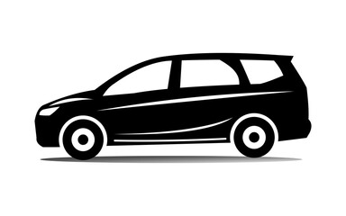 family luxury car in silhouette, transportation equipment icon, vector illustration