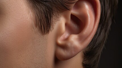 Close-up of the ear. A man's ear