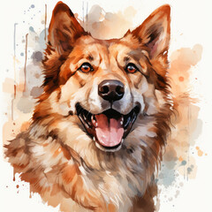 watercolor Akita clipart, Generative Ai