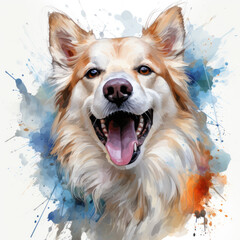 watercolor American Eskimo Dog clipart, Generative Ai - obrazy, fototapety, plakaty