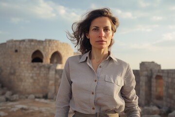 Fototapeta premium beautiful cheerful woman posing with a studied posture