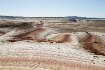 Kyzylkup area landscape, Mangystau desert. Rock strata formations