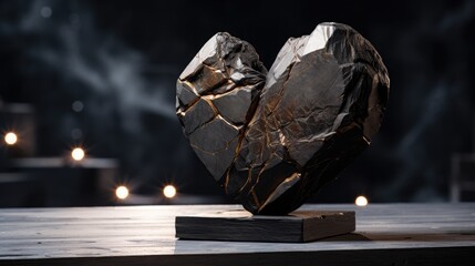 heart of stone, a symbol of unyielding emotion. Perfect for conveying the complexities of love, heartache, and the stoic nature of unemotional resilience. - obrazy, fototapety, plakaty