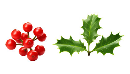 holly berries isolated on transparent background cutout