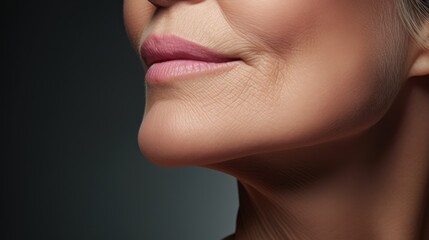 natural grace of aging with a close-up of wrinkles on the chin and neck of an elderly woman. Perfect for promoting the beauty and dignity of aging