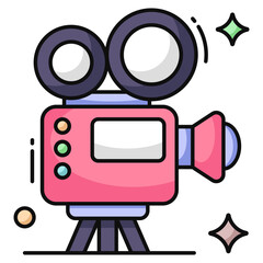 Colored design icon of video camera 