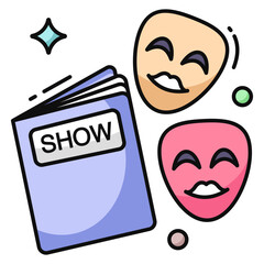       Happy and sad face mask, theater masks icon