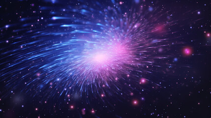 Colorful shiny blue and pink particles. Abstract holiday background. Fantastic light effect. Digital fractal art. 3d rendering.
