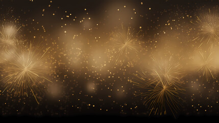 Golden fireworks background for a New Year celebration, layout for new year wishes and celebration background with copy space for text - obrazy, fototapety, plakaty