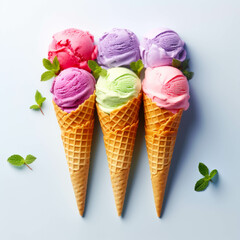 Various flavor ice cream cone