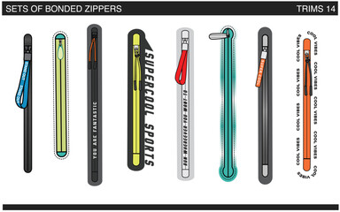 SET OF BONDED ZIPPERS VECTOR ILLUSTRATION