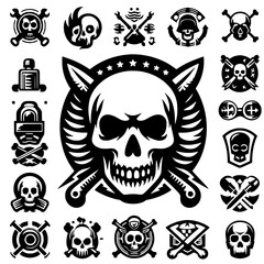 skull and crossbones icon set